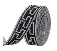 FINGERINSPIRE 4.3 Yards 24mm Vintage Jacquard Ribbon Iron On Embroidered Ribbon Black Silver Floral Fabric Trim Ethnic Style Ribbon Trim Embroidery Woven Sewing Ribbon for Clothing Decoration