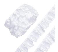 FINGERINSPIRE 4.57M White Ruffle Trim 82mm No Elastic Satin Ruffle Ribbon for Gown, Clothing & DIY Crafts, Elegant Frill Lace Trim for Wedding Dresses, Doll Clothes & Home Decoration