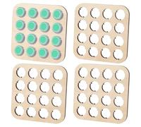 FINGERINSPIRE 4 PCS 16-Slot Wood Bottle Caps Organizer Display Stands 11x11cm Square Navajo White Color Beer Cap Coaster Perfect for Bottle Cap Collection, Home Decor and Bar Display for Collectors