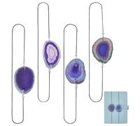 FINGERINSPIRE 4 PCS Agate Notebook Elastic Band Bookmarks 15.75inch Dyed Natural Druzy Agate Slice Bookmarks Handmade Crystal Planner Band Strap Notebook Page Marker for Travel Journals Daily Planner