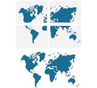 FINGERINSPIRE 4 Pcs Big World Map Painting Stencil 21x29.7cm Reusable World Map Combination Pattern Drawing Template Continental Plate Decoration Stencil for Painting on Wood Wall Fabric Furniture