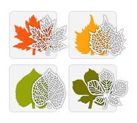 FINGERINSPIRE 4 Pcs Layered Leaves Stencil 15x15cm Detachable Leaves Plastic Maple Leaf Skull Leaf Patterns Reusable DIY and Art Craft Stencils for Painting Home Decor