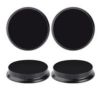 FINGERINSPIRE 4 pcs Round Model Wood Bases (6.4x1.2cm) Black Lacquer Surface Round Wooden Plaque Flat Wood Bases for Doll, Clay or Pottery Display Holders, Photography Prop Display Bases