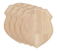 FINGERINSPIRE 4 Pcs Shield Shaped Unfinished Wooden Plaque Natural Wood Plaques 25x20x1.7cm Wood Decoration Plaque Burlywood Jewerlry Display Pedestal Blank Signboards for DIY Home Wall Decor