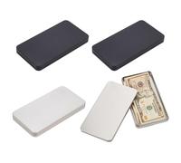 FINGERINSPIRE 4 Pcs Tinplate Metal Cash Box 17x9x1.5cm 2 Color Black/Platinum Paper Money Box for Cash Coin Rectangle Single Row Currency Tray Money Organizer, Money or Bead Storage Box with Lid