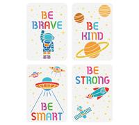 FINGERINSPIRE 4-Piece Spaceship Stencil Set - 21x29.7cm, 4 Styles, Motivational Quote, Astronaut, Planet, Science Fiction Theme for Painting on Wood, Wall