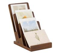 FINGERINSPIRE 4-Tier Wooden Brochure Display Stand 16.7x11.5x19.6cm Coconut Brown Color Literature Display Holder Detachable Pamphlet Display Stand for Flyer Business Cards Postcard Pamphlet