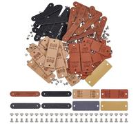 FINGERINSPIRE 40 Set PU Leather Clothing Labels with Rivets - Oval & Rectangle Shapes - Beige, Chocolate, Black, Saddle Brown - Handmade Leather Tag for DIY Decoration