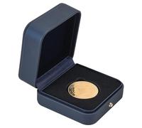 FINGERINSPIRE 40mm Coin Presentation Display Box Holder Prussian Blue Square Imitation Leather Coin Storage Boxes with Black Velvet Inside Commemorative Coin Challenge Coins Medals Badges Gift Case