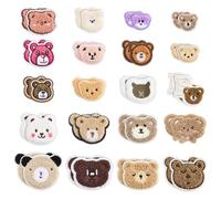 FINGERINSPIRE 40Pcs Bear Embroidery Patch 20 Styles Sew on Bear Head Patch Cute Animal Towel Plush Embroidered Applique Sewing Decorative Patches for Bags Jackets Jeans Clothes DIY Accessory