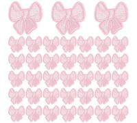 FINGERINSPIRE 40Pcs Bowknot Embroidery Patches 32x33mm Bow Iron on Cloth Applique Polyester Cute Bowknot Applique Pink Cartoon Bow Shape Sewing Patch Clothing Repair Patch for Backpack Pants Hat