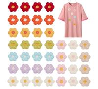 FINGERINSPIRE 40PCS Crochet Floral Applique 10 Color 1x1.1 Inch Small Cotton Flower Sew On Patches Crocheted Floral Embellishments with Hole for Clothes Bags Hats DIY Crafts