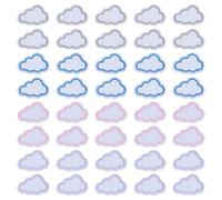FINGERINSPIRE 40Pcs Mini Cloud Iron on Patches with Colorful Edge, Cloud Shape Embroidered Applique DIY Iron on/Sew on Applique Repair Patch for Clothing Backpacks Caps DIY Craft Decoration