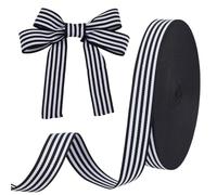 FINGERINSPIRE 45.7M Black & White Striped Ribbon 25mm Wide Grosgrain Stripe Ribbon Polyester Fabric Ribbons for DIY Crafts Gift Wrapping Wraps Embellishments Christmas Party Holiday Decoration
