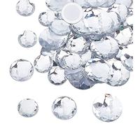 FINGERINSPIRE 45Pcs Flat Back Round Acrylic Rhinestones 3 Sizes (20mm, 25mm, 30mm) with Container Clear Self-Adhesive Crystal Circle Gems Sparkling Plastic Stickers for Jewels Crafts