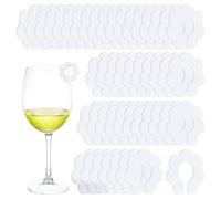 FINGERINSPIRE 48 Pcs Daisy Acrylic Wine Glass Markers 34mm White Drink Glass Charms Flower Shape Blank Wine Glass Tags Party Drink Decoration for Weeding, Baby Shower, Birthday, Halloween, Christmas