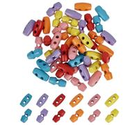 FINGERINSPIRE 48Pcs 1 Hole & 2 Hole Mini Alloy Toggle Buttons 10x5mm Colorful Tiny Sewing Horn Toggle Buttons 6Colors Micro Olive Shape Sewing Buttons Small Bowling Sewing Buttons for DIY Sewing Craft