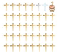 FINGERINSPIRE 48Pcs Acrylic Cross Cake Charm 50x34mm Gold Mirror Acrylic Cross Cake Picks Baptism Cakes Toppers Crossing Cupcake Toppers for Birthday Wedding Party Religion Celebration Decorations