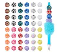 FINGERINSPIRE 48PCS UV Plating Resin Beads 12 Colors 16x15mm Iridescent Rhinestone Flower Resin Bead Sparkle Rhinestones Round Beads for Jewelry Making Pen Decor Keychain Making DIY Art Projects