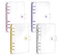 FINGERINSPIRE 4Pcs A6 Transparent Soft PVC 6-Ring Binder Cover 4Colors Soft Notebook Planner Folder PVC Covers Binder 6-Hole Binders Notebook Covers Refillable Ring Binders Folder for Cover Protection