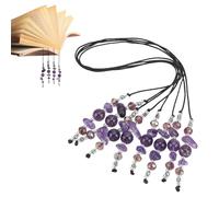 FINGERINSPIRE 4Pcs Amethyst Beaded Bookmark 30cm Long Natural Amethyst Beads Bookmarks Dark Orchid Glass Beads Bookmarks with Amethysts for Office Readers Book Bookworms Teachers or Journal Tracker