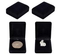 FINGERINSPIRE 4Pcs Black Velvet Badge Display Box 5.6x6.7cm Inner Diameter Lapel Pin Collection Display Holder Rectangle Brooch Pin Storage Presentation Case for Lapel Pins Brooches Coins