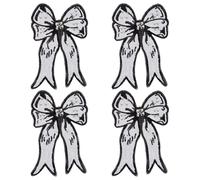 FINGERINSPIRE 4Pcs Bowknot Sequin Patches 285x195mm Bow Knot Beaded Paillette Patch Bow Gauze Embroidery Applique Bow Sew on Applique Black White Sequin Clothing Repair Patch for Jeans Shirt DIY Craft