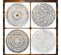 FINGERINSPIRE 4PCS Circle Dots Stencils with 1Pc Paint Brush 30x30cm Mandala Dot Large Stencil Creative Round Dots Templates for Painting on Wood Wall Furniture DIY Home Decoration