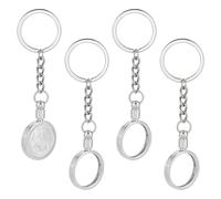 FINGERINSPIRE 4PCS Coin Holder Keychain 23MM Round Platinum Medallion Holder Alloy Key Ring for Challenge Coins Collectible Tokens Commemorative Coins Custom Medallions Souvenirs