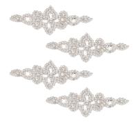 FINGERINSPIRE 4pcs Flower Crystal Rhinestone Appliques Iron/Sew on Rhinestone Appliques Flower Glass Rhinestone Patches Rhombus Diamond Appliques for Bridal Dress Headpiece Belt Costume Accessories