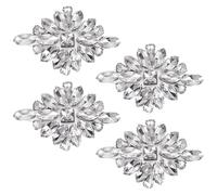 FINGERINSPIRE 4Pcs Flower Rhinestone Applique 43x67mm Iron on Rhinestone Patch Sew on Clear Crystal Appliques Floral Wedding Hotfix Rhinestones Patches for Wedding Bridal Dress Clothes Decoration