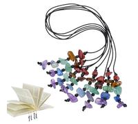 FINGERINSPIRE 4Pcs Gemstone Beaded Bookmark with Nylon, Irregular Small Red Jasper/Tiger Eye/Green Aventurine/Blue Aventurine/Amethyst Beaded Bookmark for Reading Book Lovers Teacher's Day Office