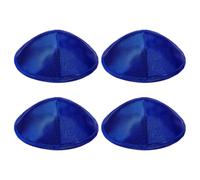 FINGERINSPIRE 4PCS Jewish Hat 155mm Elegant Royal Blue Polyester Kippah Traditional Solid Round Yarmulke for Men Soft Lightweight Jewish Head Covering for Daily Wear