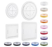 FINGERINSPIRE 4Pcs Kumihimo Disk Bracelet Making Tools Round & Square Friendship Bracelet Disc with 12 Rolls 12 Colors Nylon Thread DIY Bracelet Loom Weaving Board for Beading Bracelets Weaving Kit