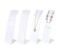 FINGERINSPIRE 4Pcs L-Shape Acrylic Necklace Holder 5x6.1x18.5cm Jewelry Display Stand with 2 Grooves White Acrylic Jewelry Holder Earring Display Stand Necklace Organizer for Home Dresser Retail