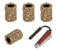 FINGERINSPIRE 4PCS Large Hole Paracord Beads 15.5x11mm Antique Gold Column Lanyard Bead Unplated Brass EDC European Beads Metal Loose Spacer Bead for Jewelry EDC String Pendant Parachute DIY Crafts