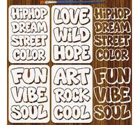 FINGERINSPIRE 4PCS Letter Stencils 21x29.7CM Word Stencils Reusable PET Templates 4 Style Graffiti Stencil with a Brush for Word Art Works Wood Wall DIY Craft Home Decor
