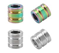 FINGERINSPIRE 4PCS Paracord Beads 10x10mm Platinum/Rainbow Color Titanium Crafting Beads for Bracelet Making, Durable Outdoor Column Bead Lanyard DIY Accessories with Smooth 6mm Center Hole