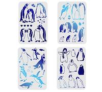FINGERINSPIRE 4pcs Penguin Stencils, 29.7x21cm, Antarctic Penguins Stencil for Painting, Penguin Pattern DIY Craft Reusable Stencil for Painting on Wood, Canvas and Paper