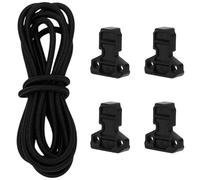 FINGERINSPIRE 4PCS Plastic Cord Locks with 3mm In Diameter 180cm Black Color Elastic Shock Cord Heavy Stretch Round String Nylon Pull Tab Accessories for DIY Crafts Outdoor Tactical Functional Bag
