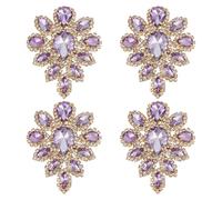 FINGERINSPIRE 4PCS Rhinestone Applique Patches 1.77x2.24 Inch Crystal Gold Sew on Embellishments Teardrop Floral Design with Gold Rhinestones Crystal Applique for Wedding Dresses DIY Crafts