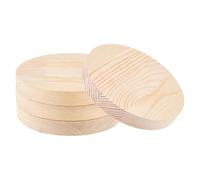 FINGERINSPIRE 4PCS Round Wooden Blocks 150mm in Diameter Natural Unfinished Wood Circles for DIY Crafts Painting Stackable Flat Round Wood Discs Moccasin Color Home Office Decor Projects