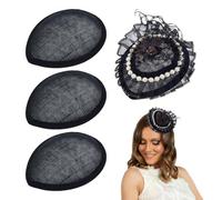 FINGERINSPIRE 4PCS Sinamay Hat Fascinator Base 130x104.5mm Linen Hat Fascinator Millinery Base Black Teardrop Sinamay Hat Base Cocktail Hats Making Base for DIY Craft Millinery Making Material