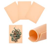 FINGERINSPIRE 4PCS Tattoo Practice Skin 3MM Thick Double-Sided 20.1x29.6CM PeachPuff Silicone Practice Sheets A4 Size Premium Fake Skin for Tattoo Training