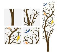 FINGERINSPIRE 4PCS Tree of Life Painting Stencil 11.8x11.8 Inch Reusable Drawing Template - Layered Large Life Tree Pattern With Birds for Decorative Painting on Wood Wall