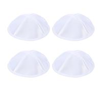 FINGERINSPIRE 4Pcs White Satin Kippah 16cm in Diameter Polyester Rosh Hashanah Yamaka Prayer Hat High Holidays Silky Yarmulke for Shul Wedding Bar/Bat Mitzva Shabbat 4 Panel Synagogue Kipa