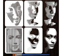 FINGERINSPIRE 4Styles Figure Stencils with a Brush 11.7x8.3Inch Geometric Women Painting Stencils Abstract Female Stencil PET Plastic Human Themes Template for Wood Floor Tile Wall Fabric Fabric