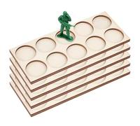 FINGERINSPIRE 5 Pcs 25mm Circle Bases Movement Tray 10-Hole Ring War Unit Tray Wood Rectangle Formation Rank Tray Miniatures Figure Horde Tray Action Figure Miniatures Wood Display Pedestals