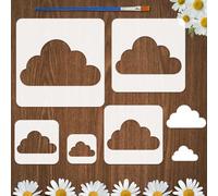 FINGERINSPIRE 5 Pcs Clouds Stencils with a Brush 5 Sizes Clouds Painting Stencil Reusable PET Autumn Cloud Home Template Fantasy Theme Decoration Template for Painting on Wood Wall Floor Furniture