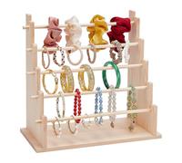FINGERINSPIRE 5 Tier Wood Jewelry Scrunchie Display Stand 31.5x15x30cm PapayaWhip Color Wooden Scrunchie Holder Detachable Bracelet Storage Stand for Bracelets Bangles Watch Scrunchies Organizer